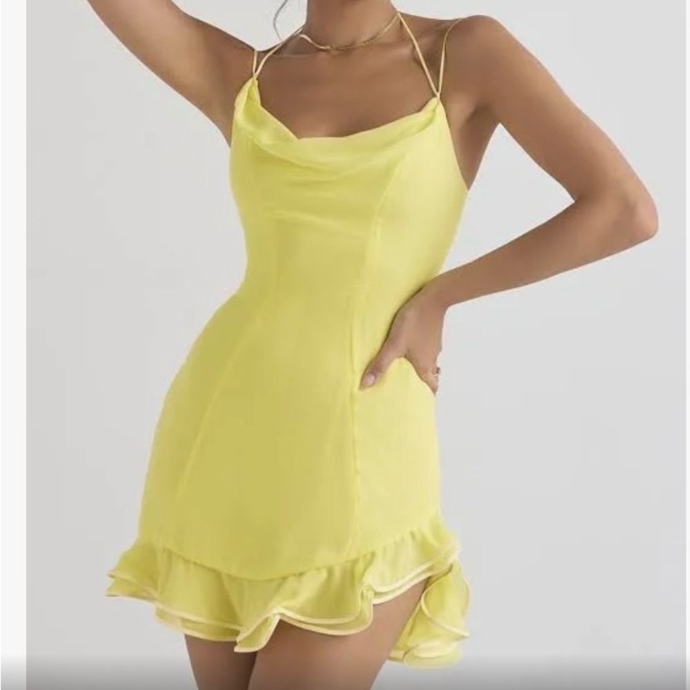 House Of Cb Buttercup Rossella Ruffle Mini Dress - L